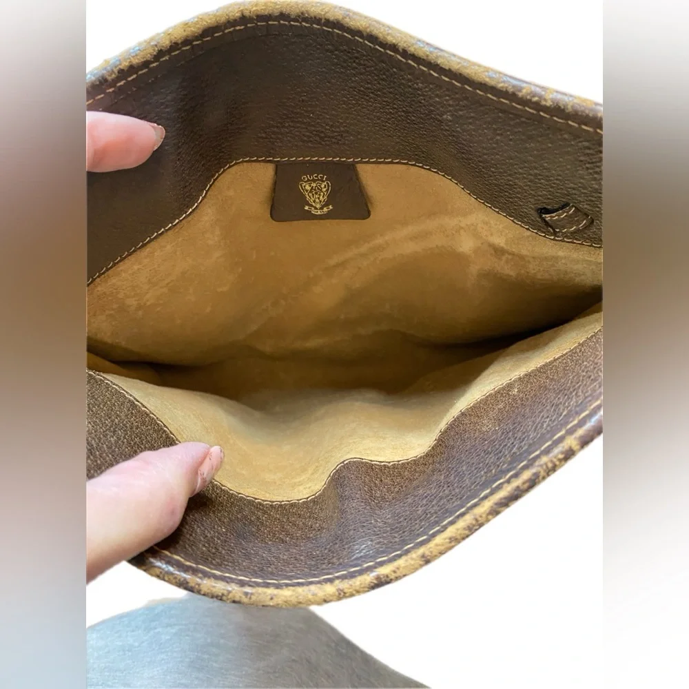 Gucci Brown Monogram Clutch - Picture 7 of 8
